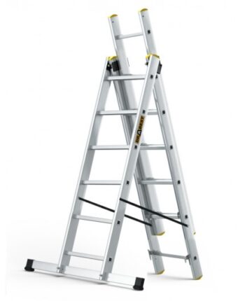 Viacúčelový hliníkový rebrík, 3 x 6 priečok a nosnosť 150 kg