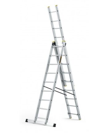 Viacúčelový hliníkový rebrík, 3 x 9 priečok a nosnosť 150 kg