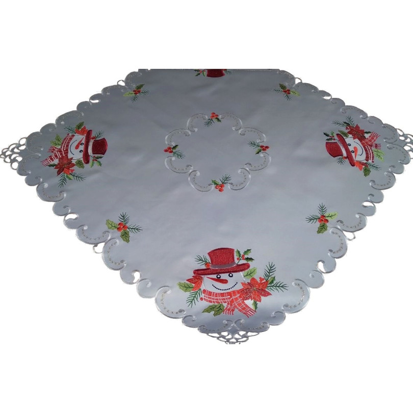 Vianočný sivý obrus s výšivkou snehuliaka Šírka: 85 cm | Dĺžka: 85 cm Vianočný sivý obrus s výšivkou snehuliaka Šírka: 85 cm | Dĺžka: 85 cm