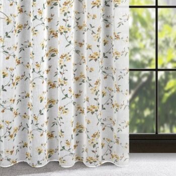 Záclona s kvetinovým motívom na riasiacu pásku 140 x 270 cm