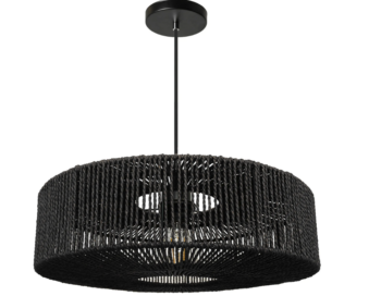 Závesné svietidlo z juty a kovu 60W čierna