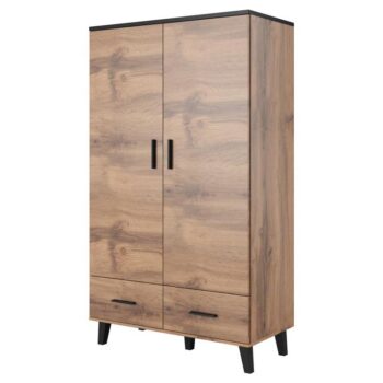 CAMA MEBLE Lotta 2D2S dvojdverová šatníková skriňa so zásuvkami dub wotan / čierna