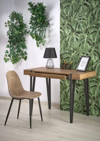 HALMAR B-39 písací stôl orech medový / čierna