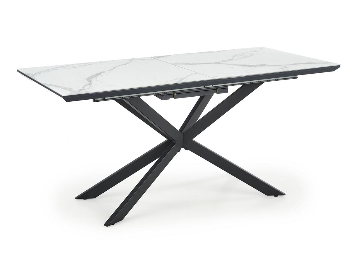 HALMAR Diesel rozkladací jedálenský stôl biely mramor / tmavosivá / čierna HALMAR Diesel rozkladací jedálenský stôl biely mramor / tmavosivá / čierna