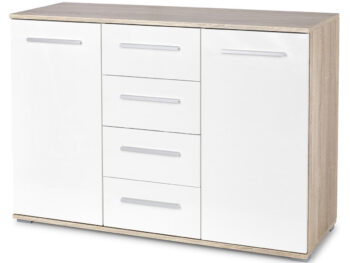 HALMAR Lima KM4 komoda dub sonoma / biely lesk