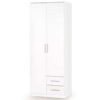 HALMAR Lima S2 dvojdverová šatníková skriňa biela / biely lesk