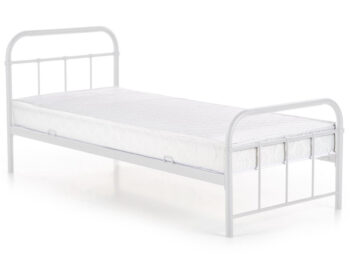 HALMAR Linda 90 kovová jednolôžková posteľ s roštom biela