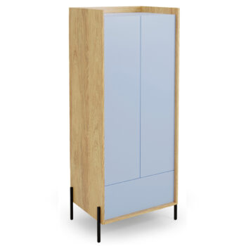 HALMAR Mobius SZF2D dvojdverová šatníková skriňa so zásuvkou prírodný orech / modrá