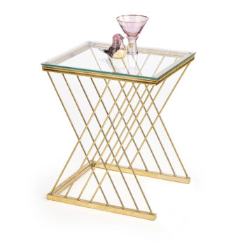 HALMAR Nancy príručný stolík zlatá / priehľadná