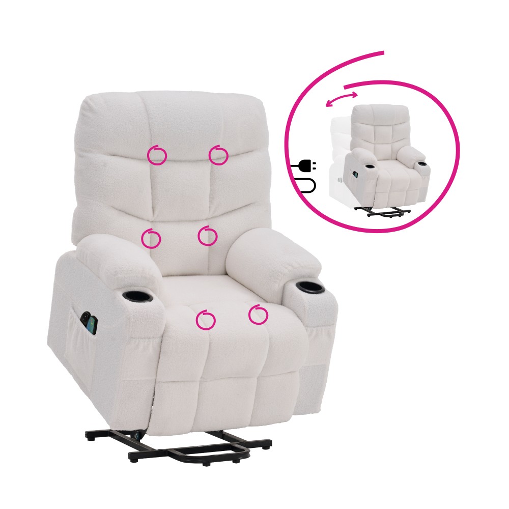 Hudson masážne polohovacie kreslo biela Hudson masážne polohovacie kreslo biela