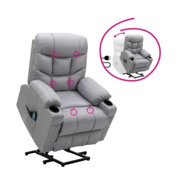 Hudson masážne polohovacie kreslo svetlosivá