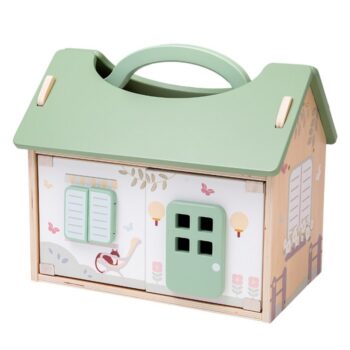 KONDELA Altes drevený prenosný domček pre bábiky mix farieb