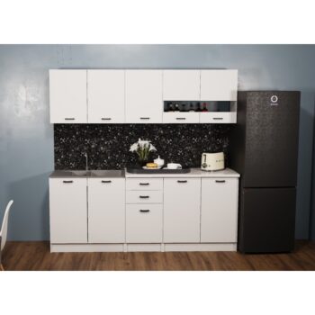 KONDELA Anita New 200 kuchynská linka biela matná / biela