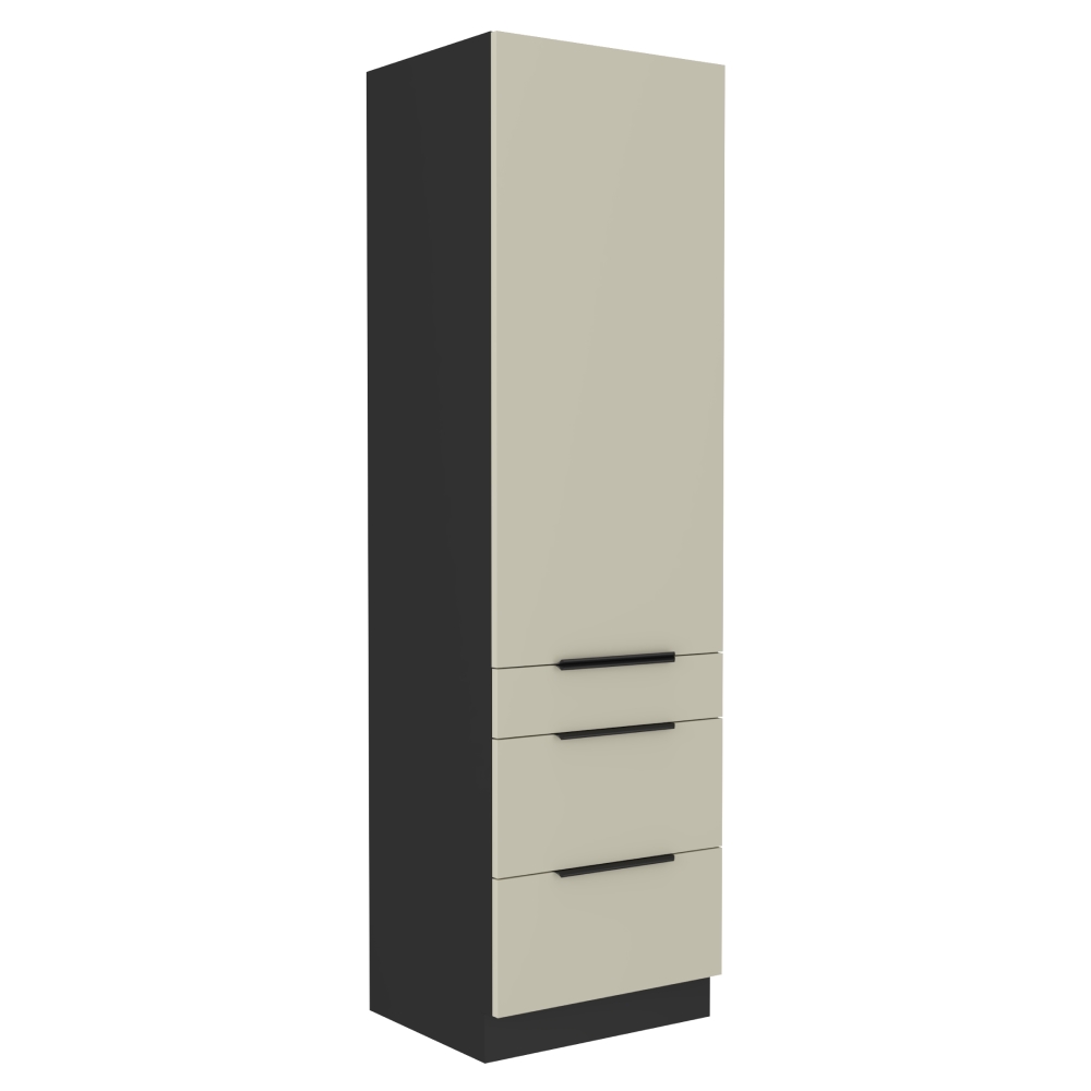 KONDELA Araka 60 DKS-210 3S1F potravinová skriňa kašmír / čierna KONDELA Araka 60 DKS-210 3S1F potravinová skriňa kašmír / čierna