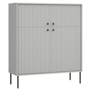 KONDELA Aris 2D2D štvordverová komoda sivá / čierna