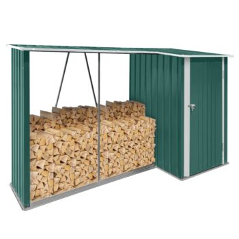 KONDELA Arpol Typ 2 prístrešok na drevo s kôlňou tmavozelená / biela