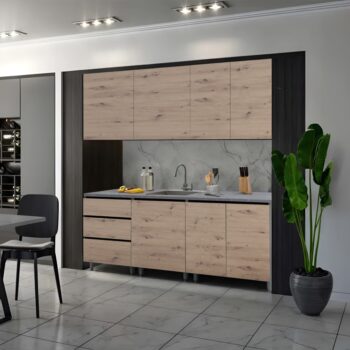 KONDELA Asti 200 kuchynská linka dub artisan / grafit