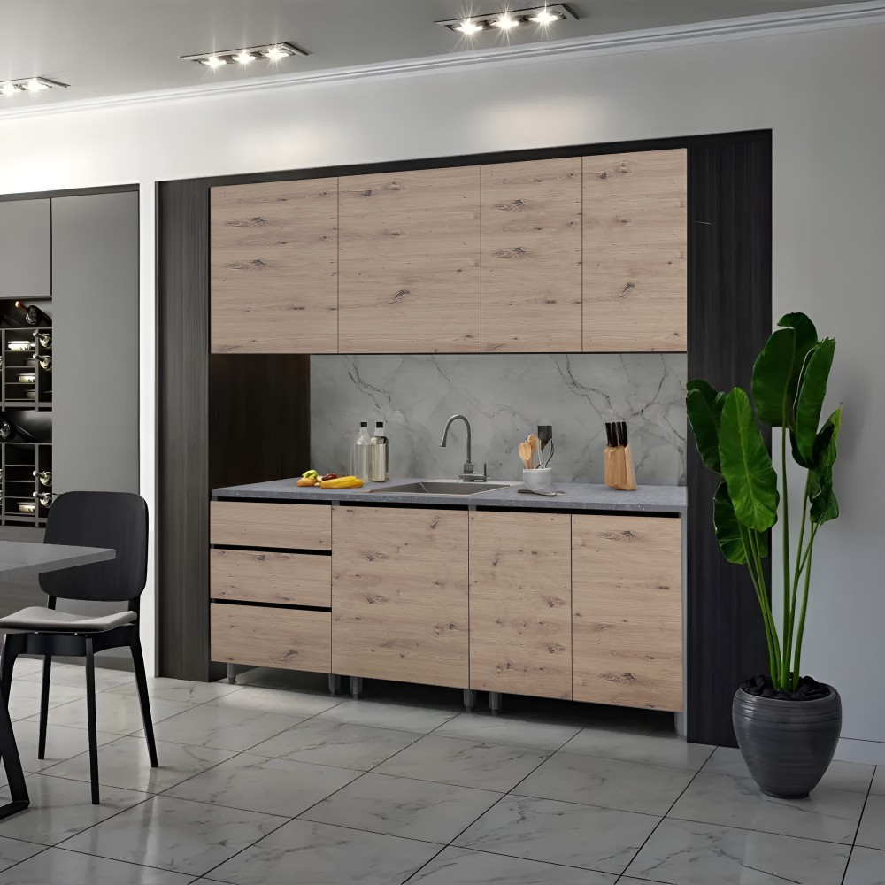 KONDELA Asti 200 kuchynská linka dub artisan / grafit KONDELA Asti 200 kuchynská linka dub artisan / grafit