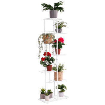 KONDELA Bamir Typ 2 kovový stojan na kvety biela