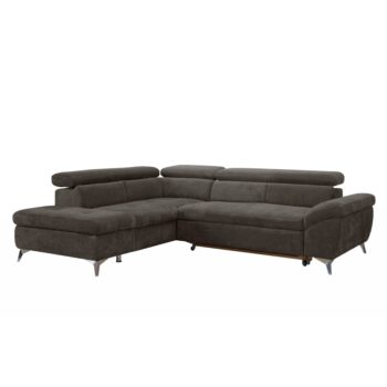 KONDELA Bara Roh L rohová sedačka s rozkladom a úložným priestorom hnedá