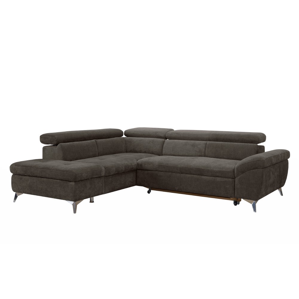 KONDELA Bara Roh L rohová sedačka s rozkladom a úložným priestorom hnedá KONDELA Bara Roh L rohová sedačka s rozkladom a úložným priestorom hnedá