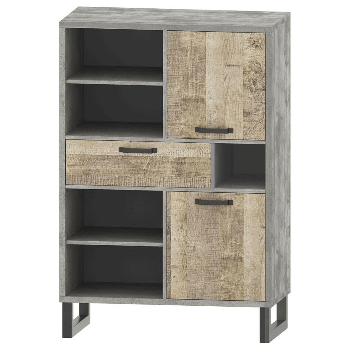 KONDELA Baria 2D1S dvojdverový regál so zásuvkou dub pieskový / sivá KONDELA Baria 2D1S dvojdverový regál so zásuvkou dub pieskový / sivá