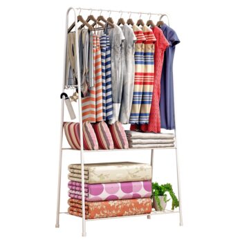 KONDELA Belinda kovový stojan na šaty biela