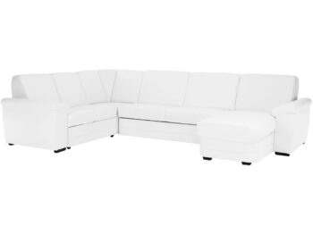 KONDELA Biter U L rohová sedačka u s rozkladom a úložným priestorom biela