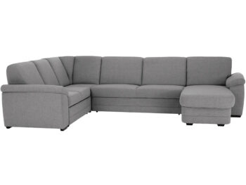 KONDELA Biter U L rohová sedačka u s rozkladom a úložným priestorom sivá