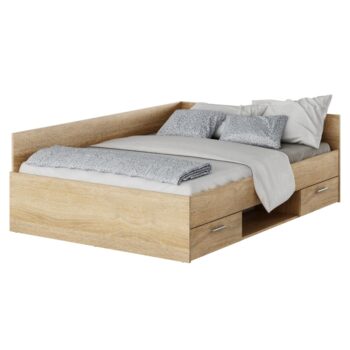 KONDELA Boat 140 posteľový rám s úložným priestorom dub sonoma