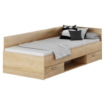 KONDELA Boat 90 posteľový rám s úložným priestorom dub sonoma