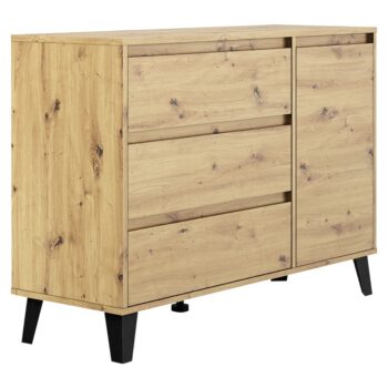 KONDELA Bogan New 1D3S jednodverová komoda so zásuvkou dub artisan