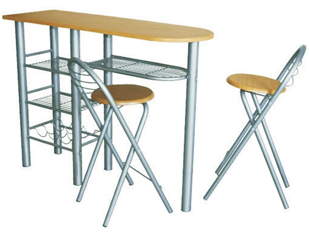 KONDELA Boxer barový set buk / aluminium KONDELA Boxer barový set buk / aluminium