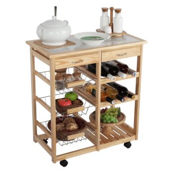 KONDELA Cayman servírovací stolík na kolieskach prírodná