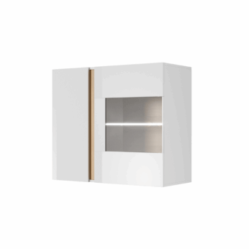 KONDELA City 96 vitrína biela / dub grandson / biely lesk