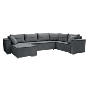 KONDELA Colin U Uni rohová sedačka u s rozkladom tmavosivá