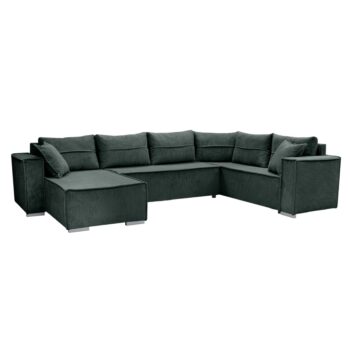 KONDELA Colin U Uni rohová sedačka u s rozkladom zelená