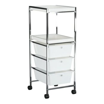 KONDELA Corfu regál na kolieskach biela / chróm
