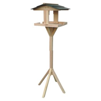 KONDELA Dadko drevené krmítko pre vtáky na stojane prírodná
