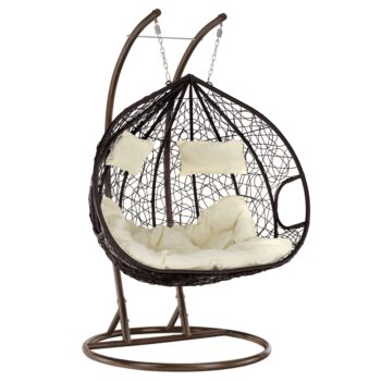 KONDELA Dalvea 2 New závesné hojdacie kreslo medená / hnedá / krémová