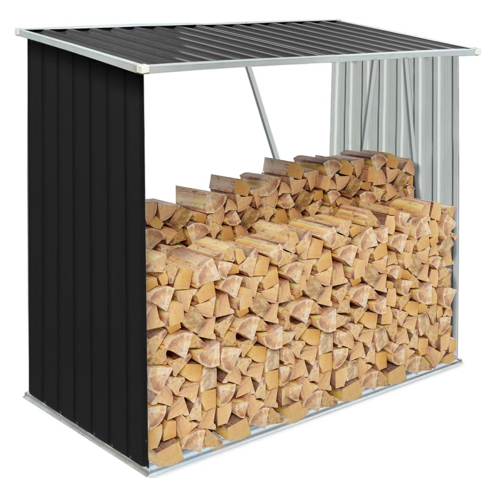 KONDELA Daryl Typ 1 prístrešok na drevo antracit / biela KONDELA Daryl Typ 1 prístrešok na drevo antracit / biela