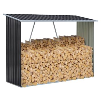 KONDELA Daryl Typ 2 prístrešok na drevo antracit / biela