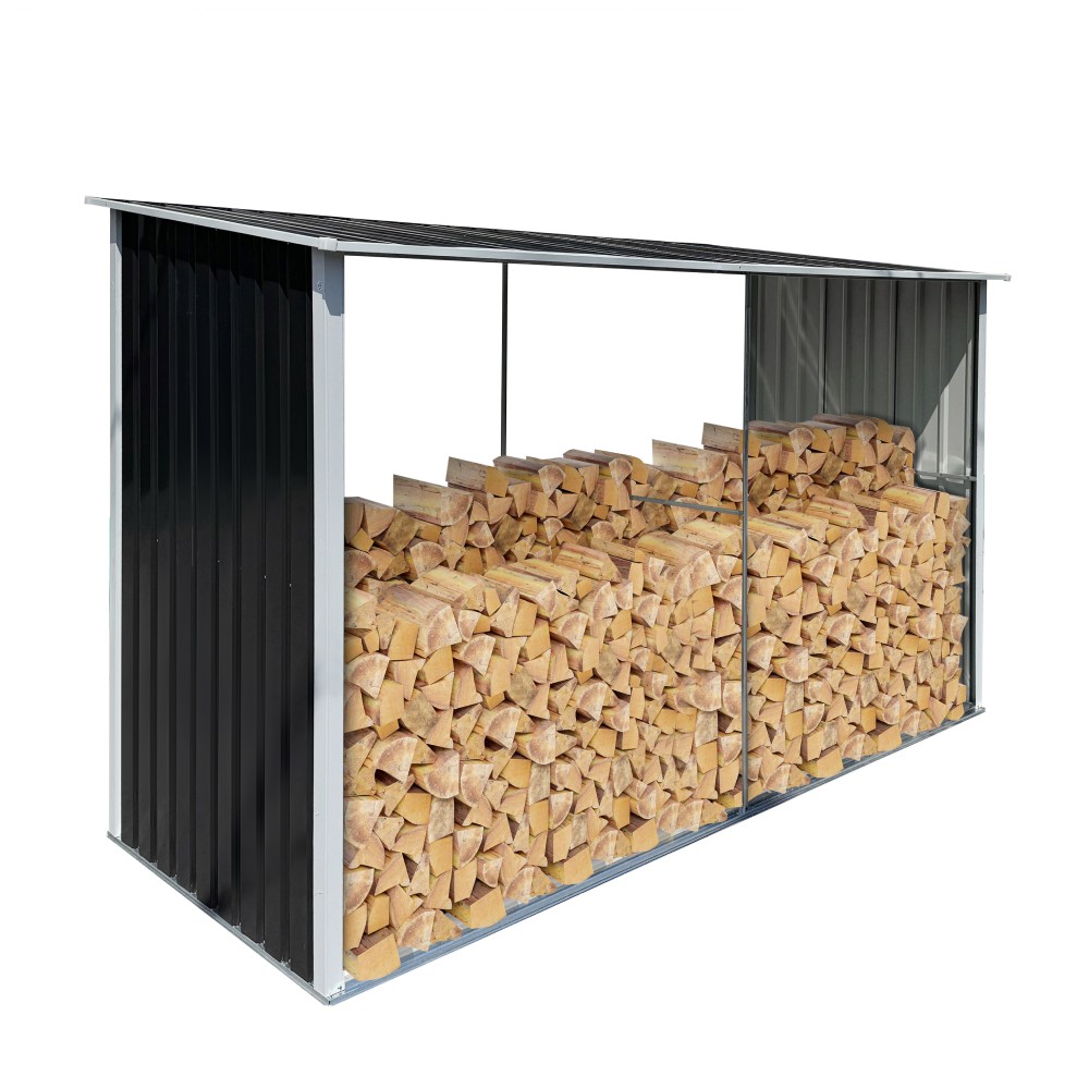 KONDELA Daryl Typ 3 prístrešok na drevo antracit / biela KONDELA Daryl Typ 3 prístrešok na drevo antracit / biela