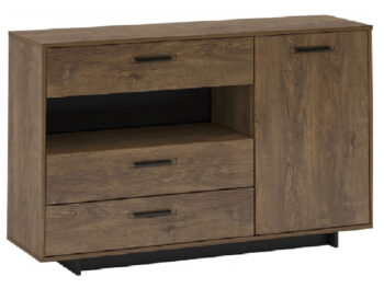 KONDELA Delis E jednodverová komoda so zásuvkami dub bolzano / čierna