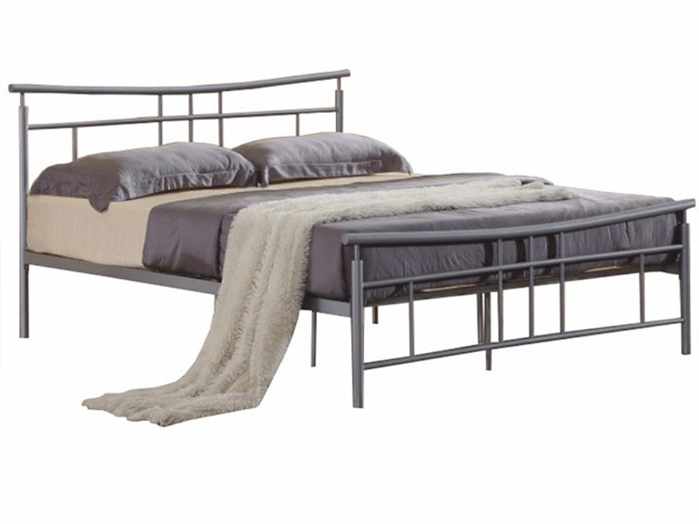 KONDELA Dorado New 160 kovová manželská posteľ s roštom sivá KONDELA Dorado New 160 kovová manželská posteľ s roštom sivá