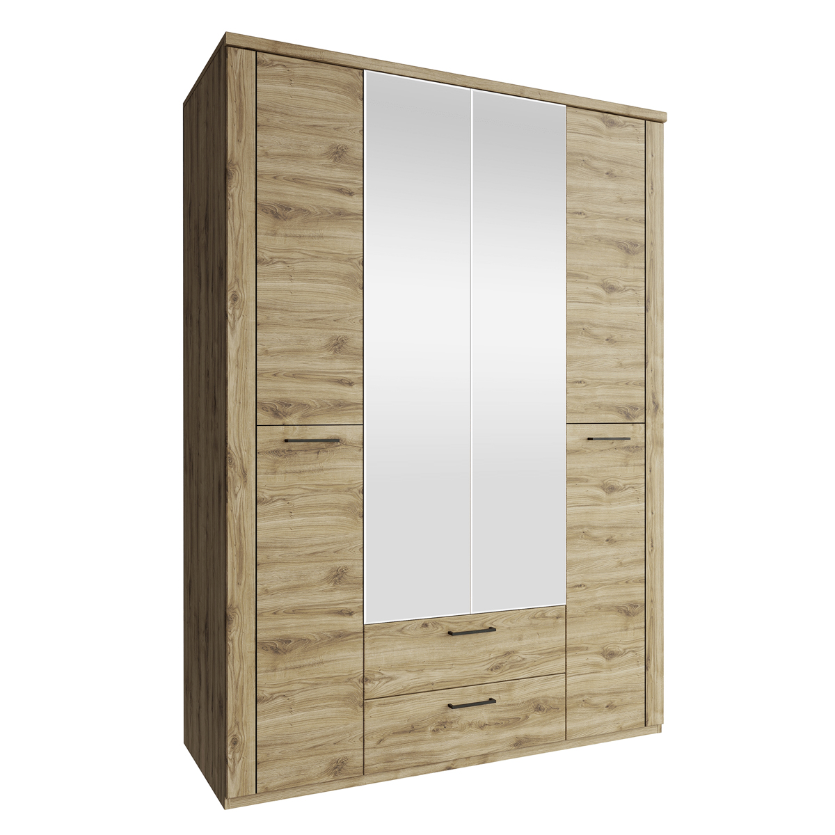 KONDELA Dorsi 4D2S štvordverová šatníková skriňa so zrkadlom dub navarra KONDELA Dorsi 4D2S štvordverová šatníková skriňa so zrkadlom dub navarra