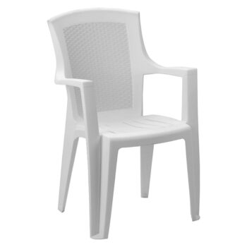 KONDELA Edenia záhradné stohovateľné kreslo biela