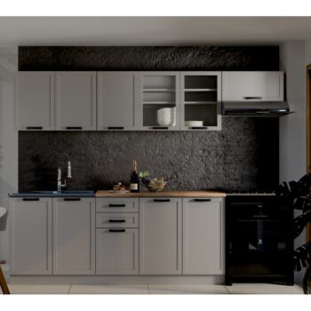 KONDELA Elgia 260 kuchynská linka kašmír / dub wotan