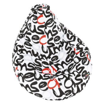 KONDELA Elion sedací vak biela / čierna / sivá / červená vzor