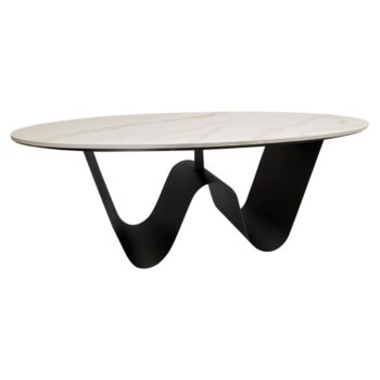 KONDELA Elvo konferenčný stolík biela imitácia mramoru / čierna